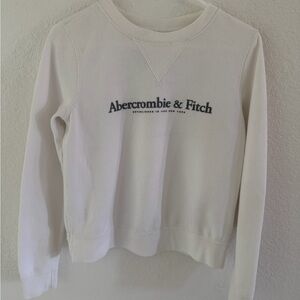 Abercrombie & Fitch White Logo Crewneck Sweatshirt -Size Small